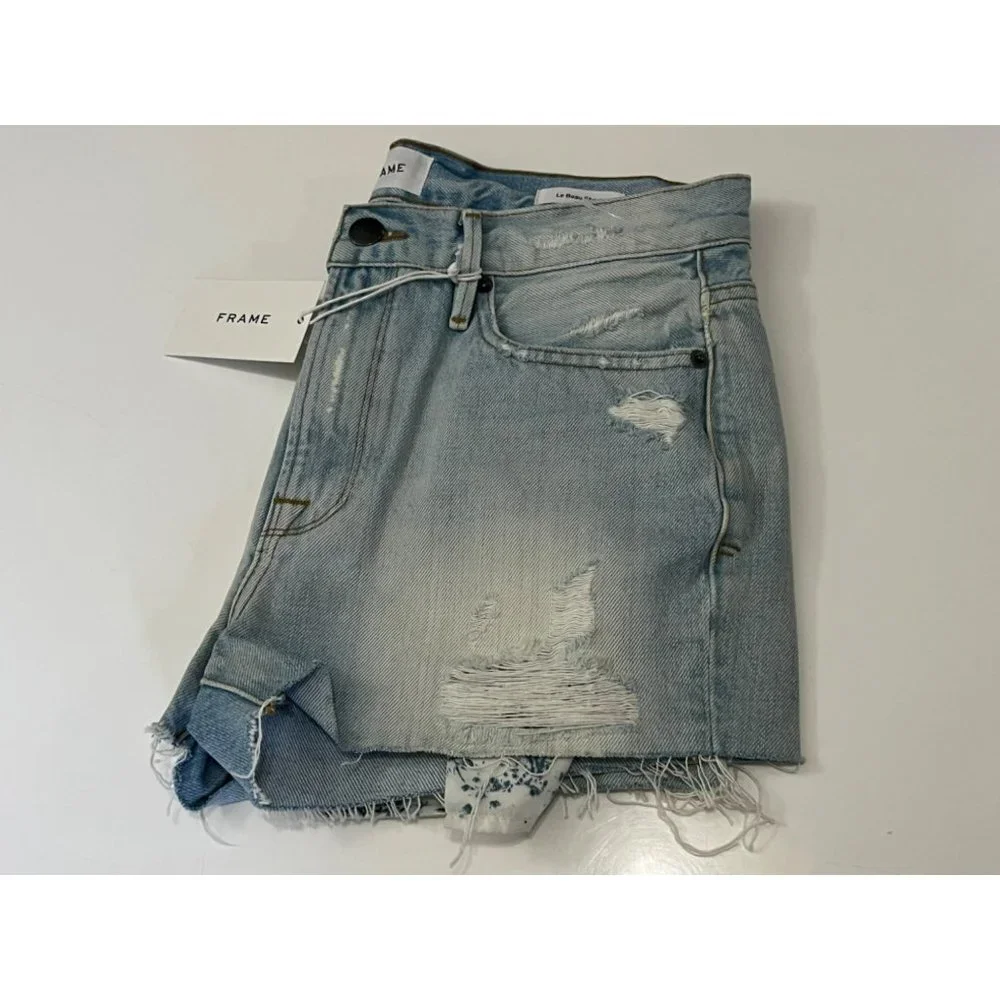 Frame Le Beau Women's Light Blue Short Size 25 - Picture 3 of 10